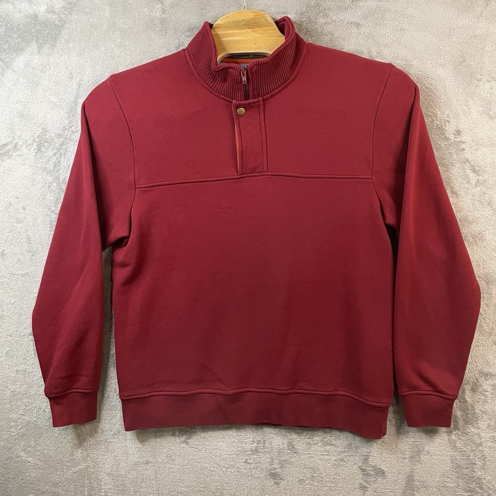 Orvis Men's L 1/4 Zip Signature Pullover Fleece Sweater Long Sleeve Red Fly Fish